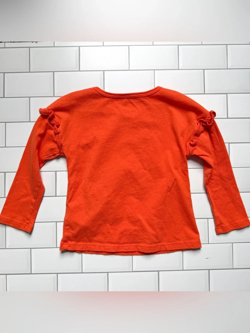 24M🎃 Carter’s Halloween Black Cat in Hat w/ Pumpkin Orange Flutter Long Sleeve T